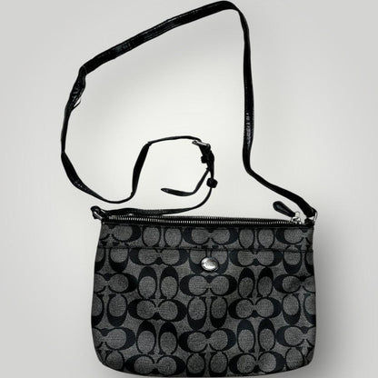 Coach Black and Silver Logo Shoulder Bag