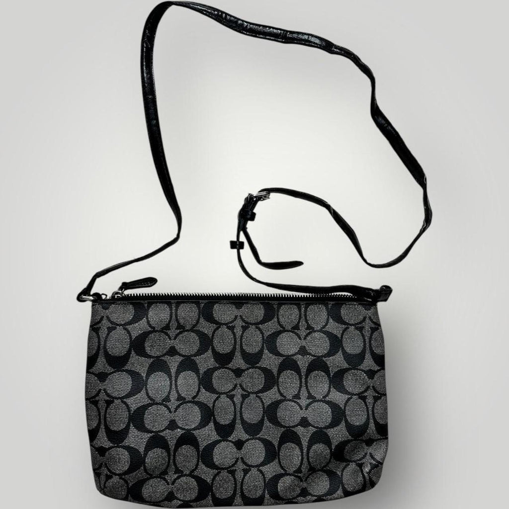 Coach Black and Silver Logo Shoulder Bag