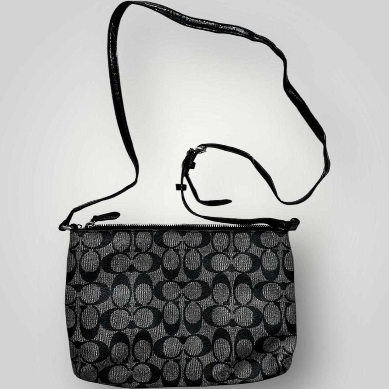 Coach Black and Silver Logo Shoulder Bag