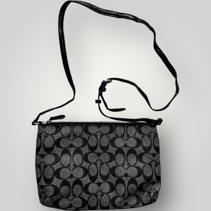 Coach Black and Silver Logo Shoulder Bag