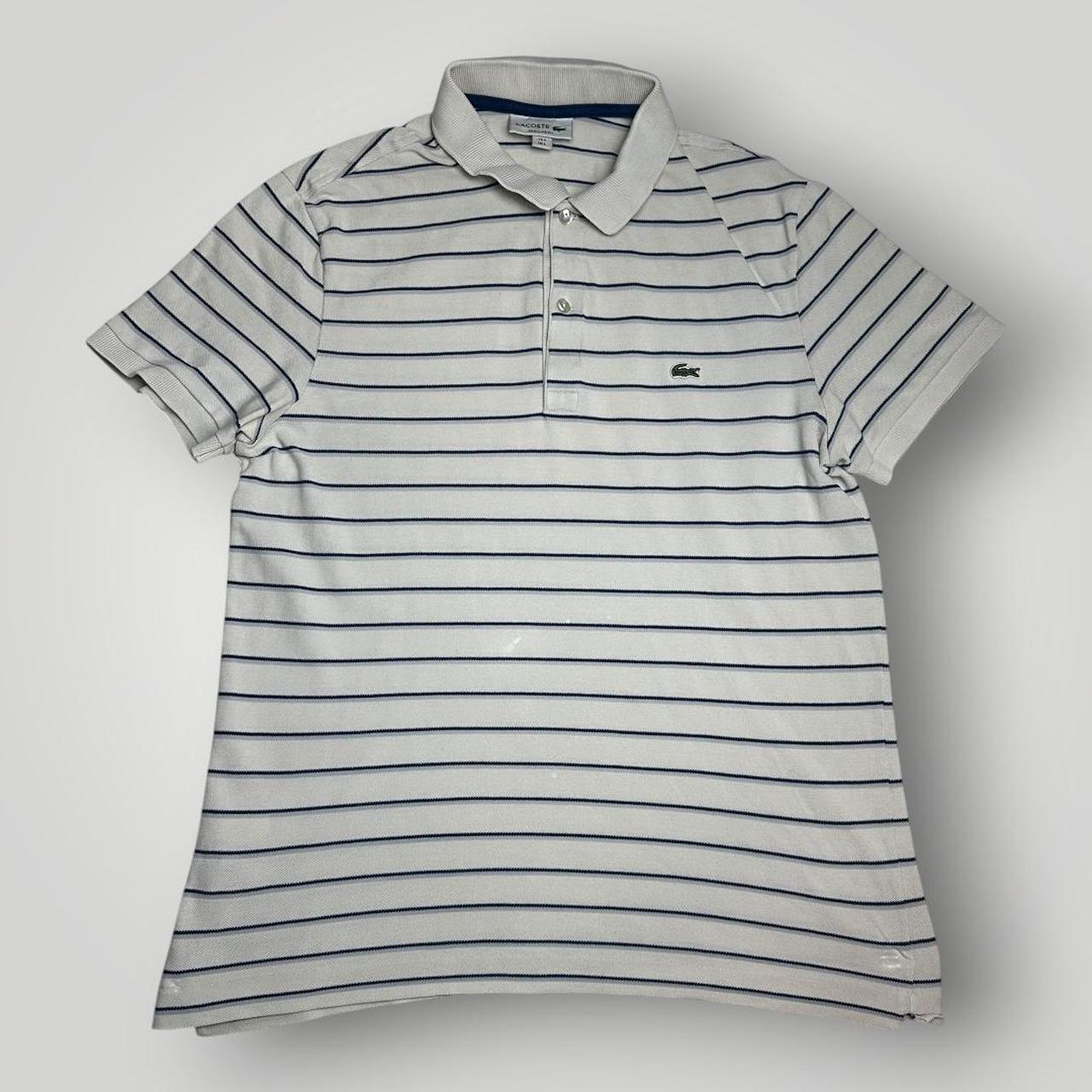 Lacoste White and Blue striped Polo-shirt