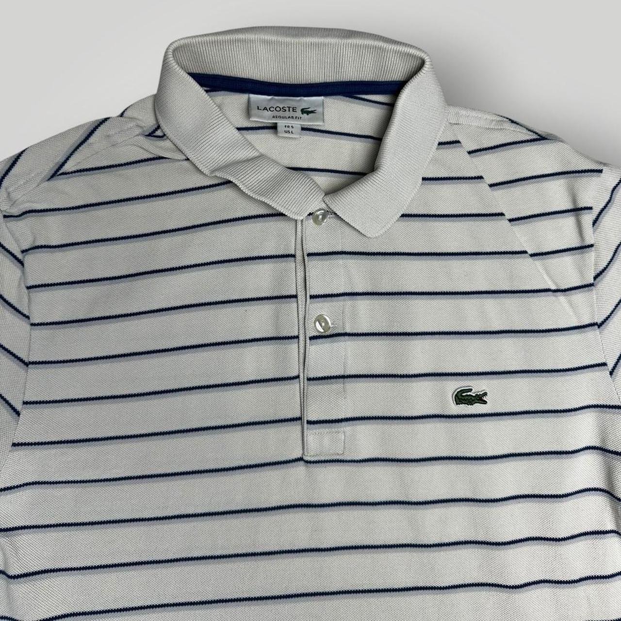 Lacoste White and Blue striped Polo-shirt