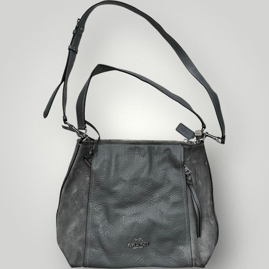 Grey Coach Leather Shoulder Bag
