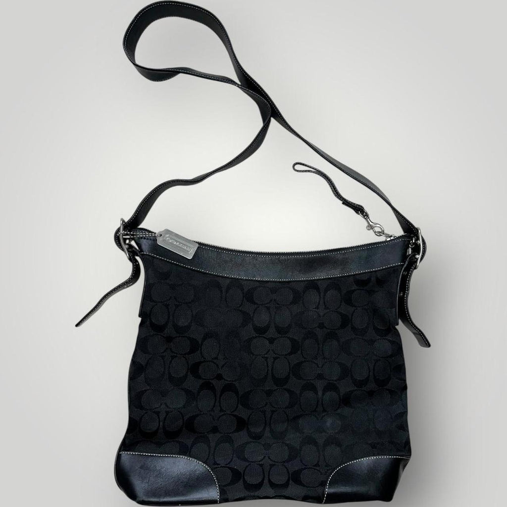 Black Coach Signature Canvas Shoulder Bag