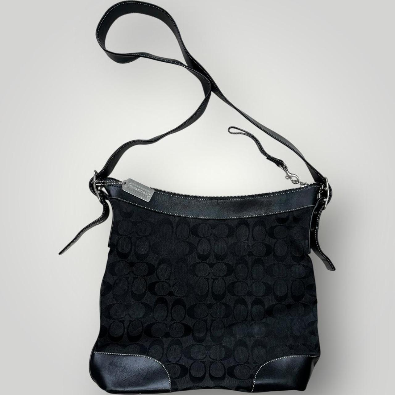 Black Coach Signature Canvas Shoulder Bag