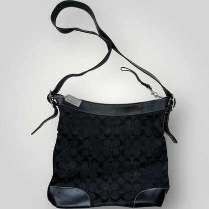 Black Coach Signature Canvas Shoulder Bag