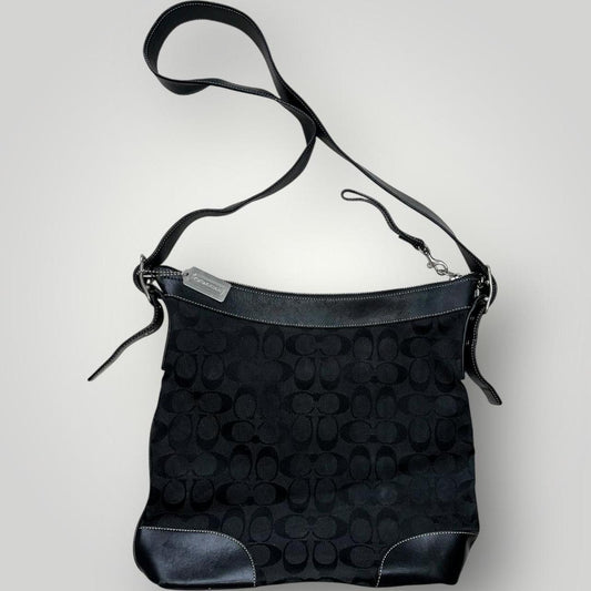 Black Coach Signature Canvas Shoulder Bag