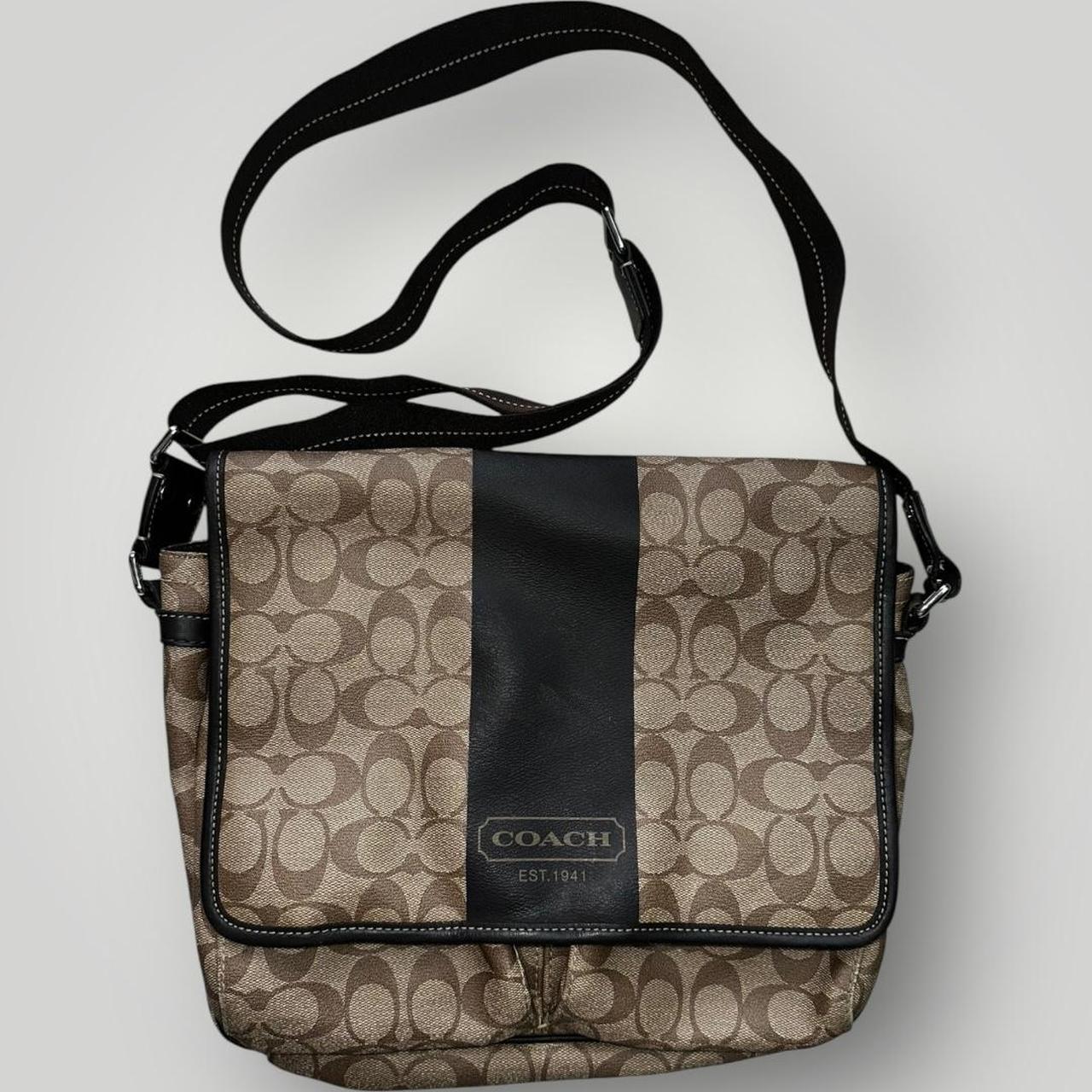 Coach Monogram Messenger Bag in Brown and Black
