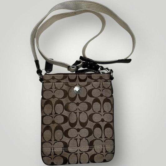 Brown and Cream Coach Crossbody Bag