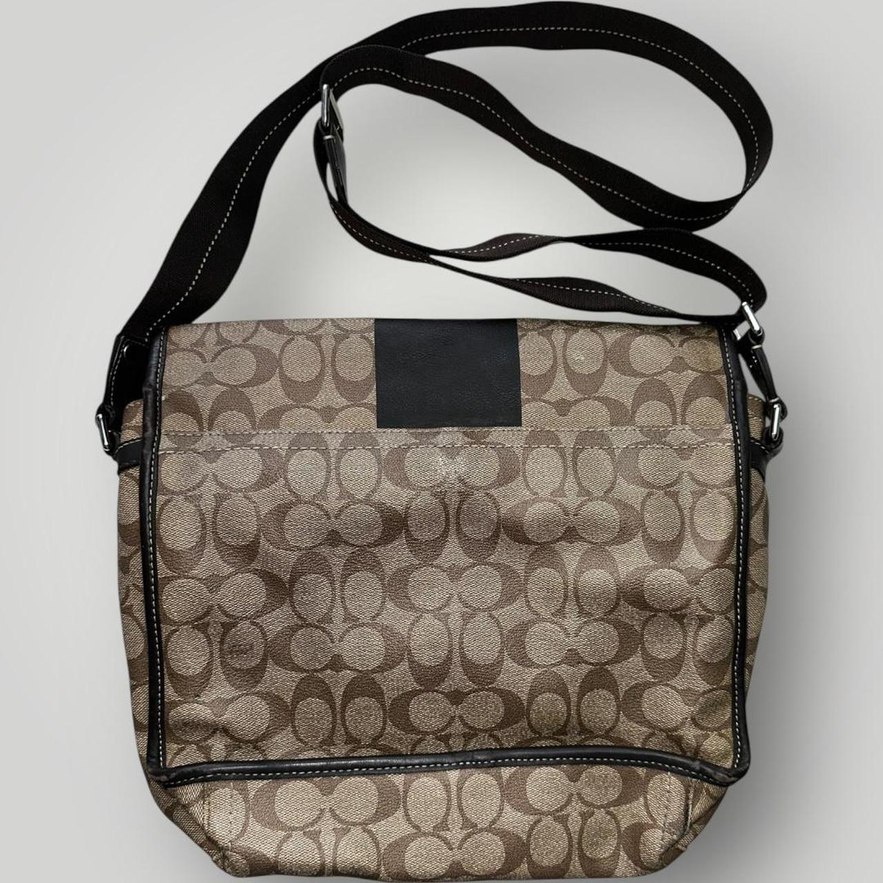 Coach Monogram Messenger Bag in Brown and Black