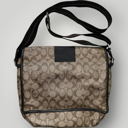 Coach Monogram Messenger Bag in Brown and Black