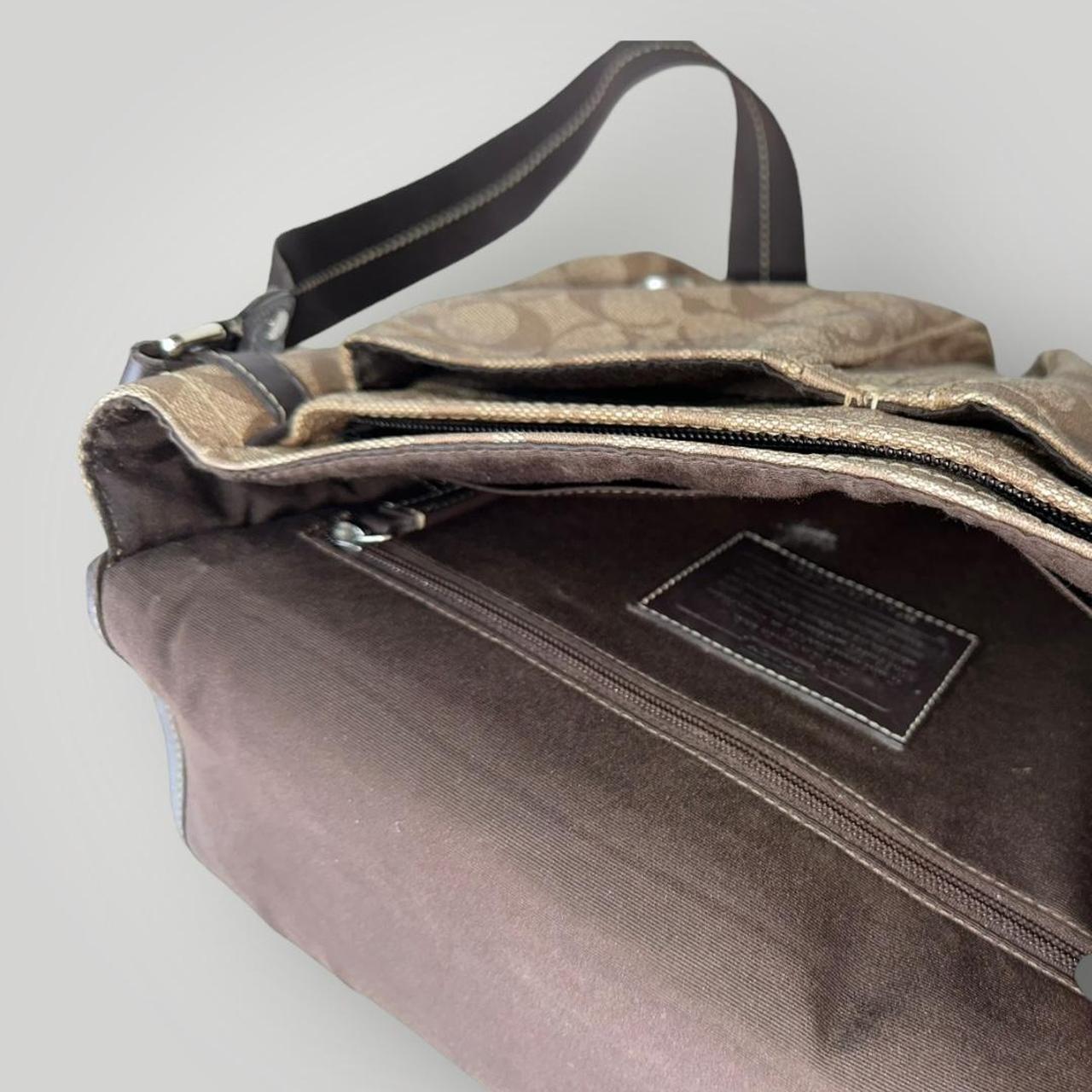 Coach Monogram Messenger Bag in Brown and Black